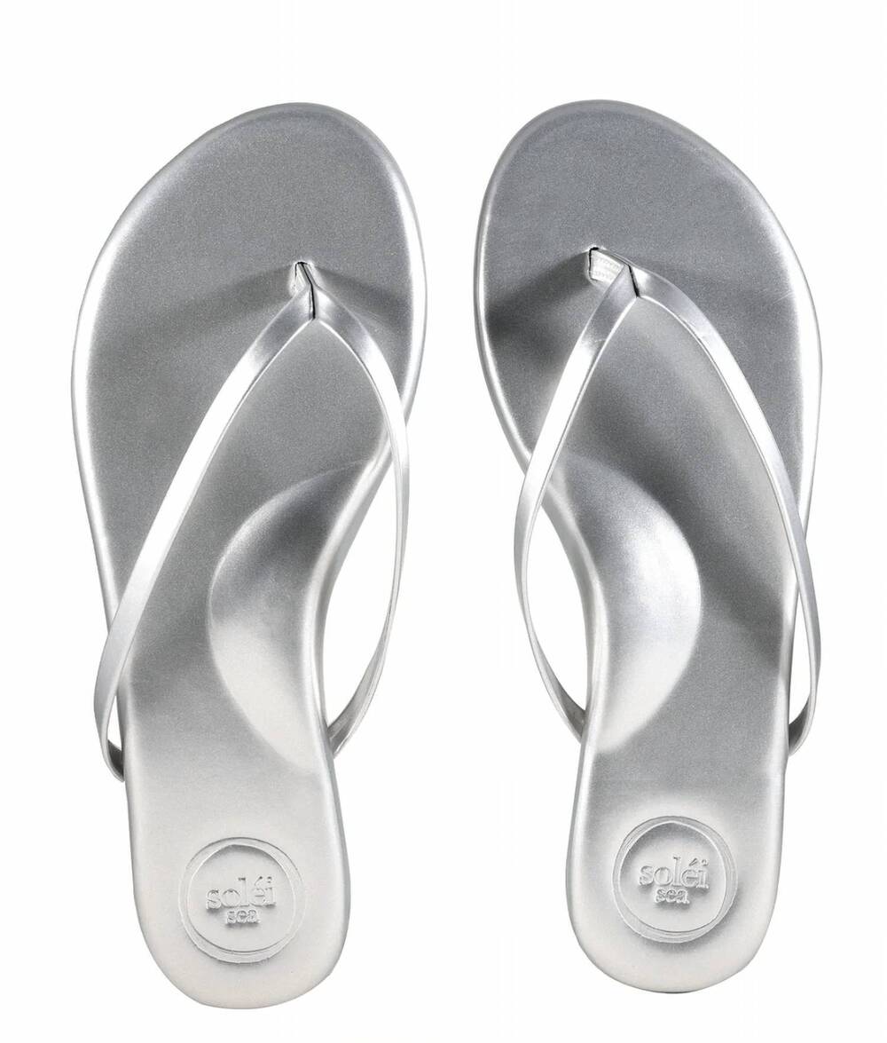 NEW SOLEI SEA women's soft sandal in silver metallic